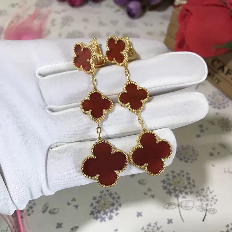 ¡®Glow¡¯CLOVER 3 MOTIF CARNELIAN DROP EARRINGS