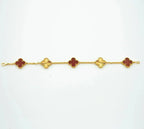 [Glow]New  CLOVER 5 MOTIF RED CORNELIAN BRACELET COLLECTION