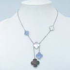 ¡®Glow¡¯CLOVER MOP CHALCEDONY NECKLACE SILVER 6 MOTIF