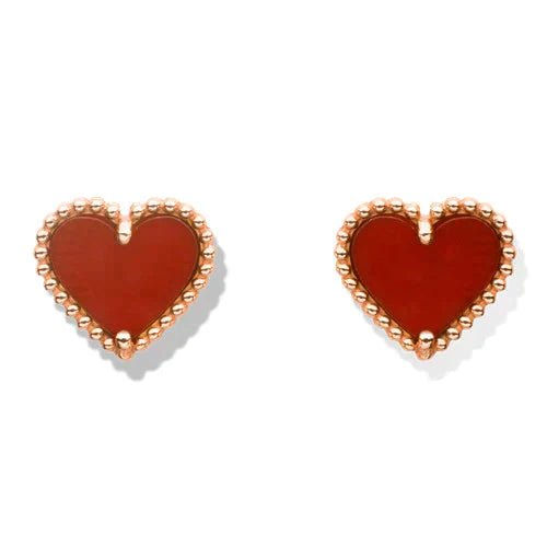 ¡®Glow¡¯HEART CARNELIAN STUD EARRINGS