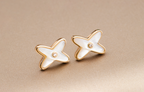 GlowJEUX DE WHITE MOP PINK GOLD DIAMOND EARRINGS