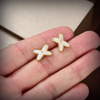GlowJEUX DE WHITE MOP GOLD DIAMOND EARRINGS