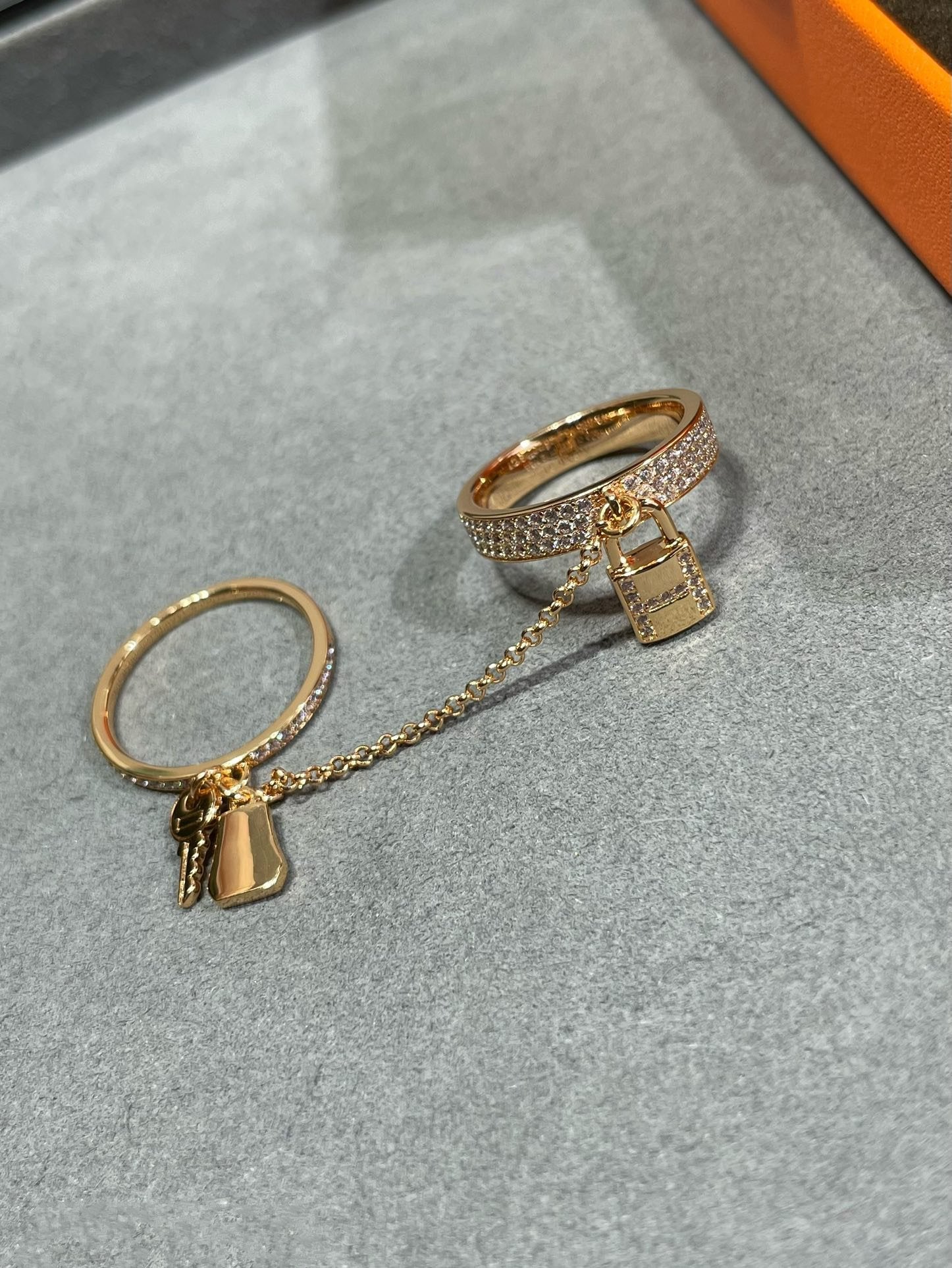 GlowHM KELLY CLOCHETTE DOUBLE RING IN  WITH DIAMONDS