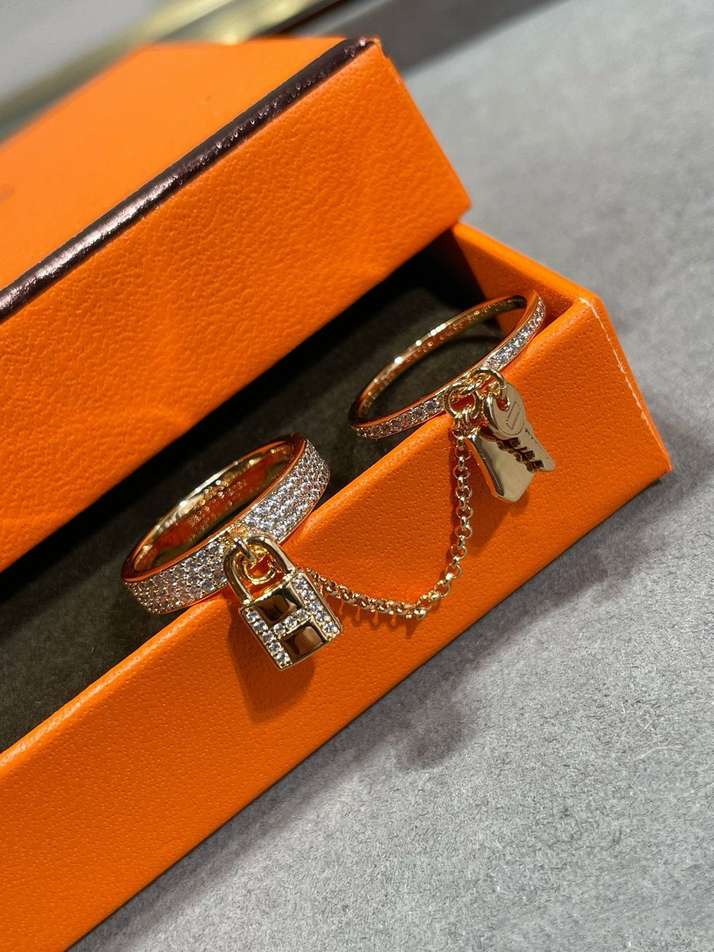 GlowHM KELLY CLOCHETTE DOUBLE RING IN  WITH DIAMONDS
