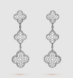 ¡®Glow¡¯CLOVER 3 MOTIF DIAMOND SILVER DROP EARRINGS