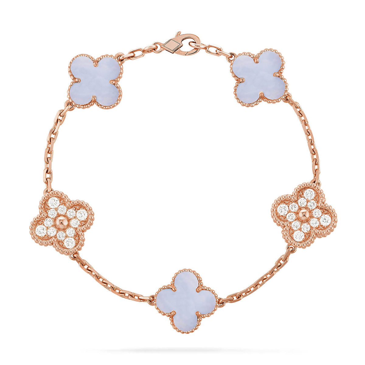 [Glow]New  CLOVER 5 MOTIF PURPLE CHALCEDONY BRACELET COLLECTION