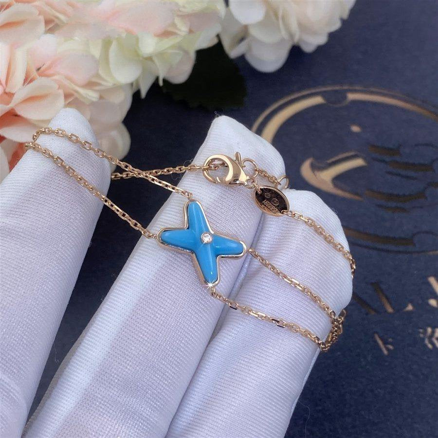 GlowJEUX BRACELET TURQUOISE PINK GOLD 1 DIAMOND