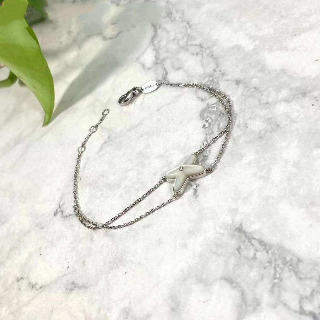 GlowJEUX BRACELET WHITE MOP SILVER 1 DIAMOND
