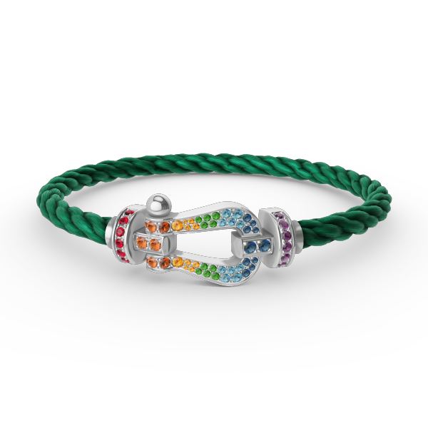 GlowFORC LARGE HORSESHOE  COLORED DIAMOND BRACELET SILVER
