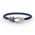 GlowFORCE LARGE HORSESHOE BLACK WHITE DIAMOND BRACELET SILVER