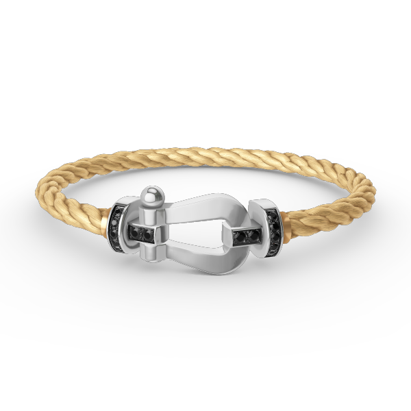 GlowFORCE LARGE HORSESHOE BLACK DIAMOND BRACELET SILVER