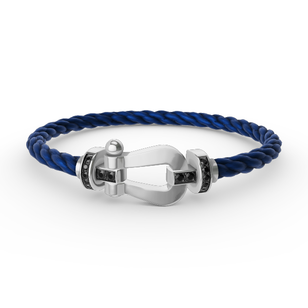 GlowFORCE LARGE HORSESHOE BLACK DIAMOND BRACELET SILVER