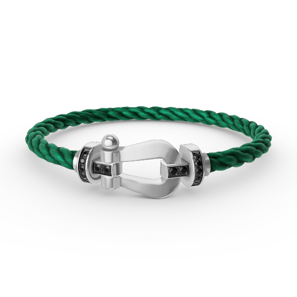 GlowFORCE LARGE HORSESHOE BLACK DIAMOND BRACELET SILVER
