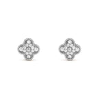 ¡®Glow¡¯CLOVER 1 MOTIFS DIAMOND STUD EARRINGS SILVER