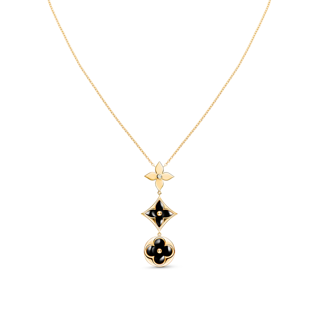 GlowSTAR AND SUN ONYX PINK GOLD NECKLACE