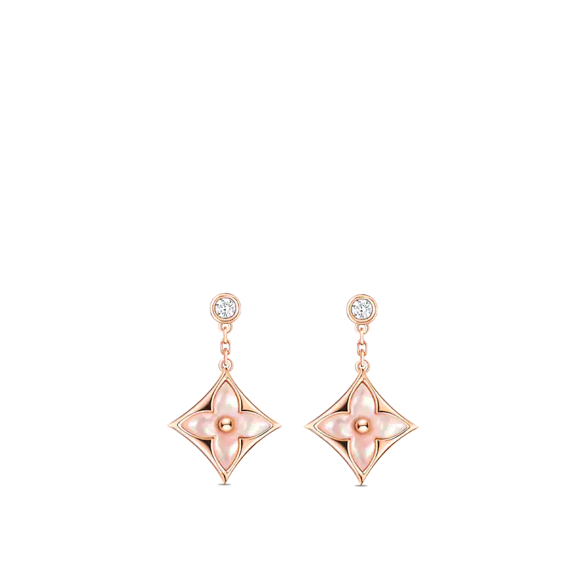 GlowDOUBLE STAR PINK GOLD MOP DROP EARRINGS
