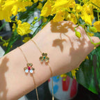 ¡®Glow¡¯FRIVOLE GOLD FLOWER PINK MALACHITE BRACELET