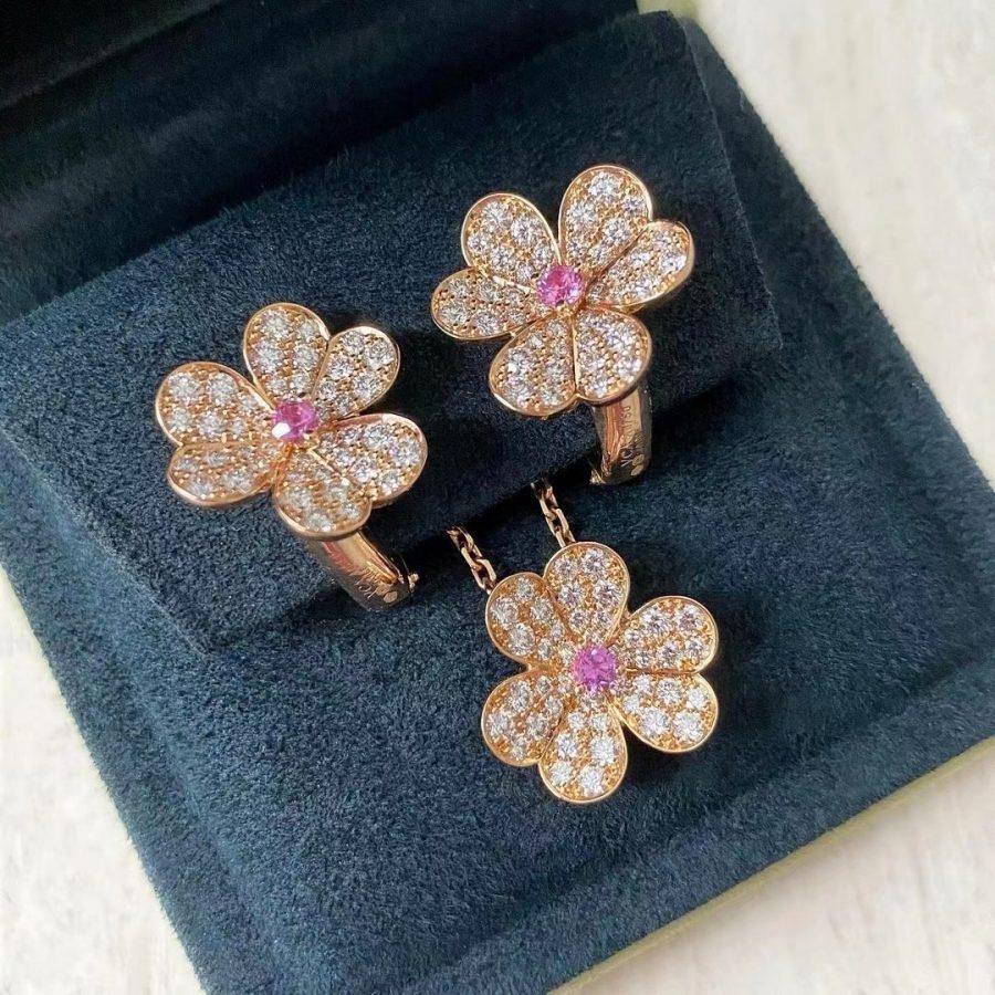 ¡®Glow¡¯FRIVOLE PINK GOLD FLOWER DIAMOND EARRINGS