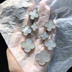 ¡®Glow¡¯CLOVER EARRINGS WHITE MOP 4 MOTIFS SILVER