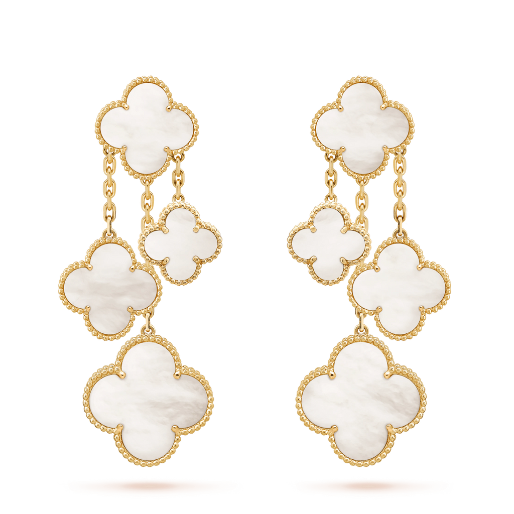 ¡®Glow¡¯CLOVER EARRINGS WHITE MOP 4 MOTIFS GOLD