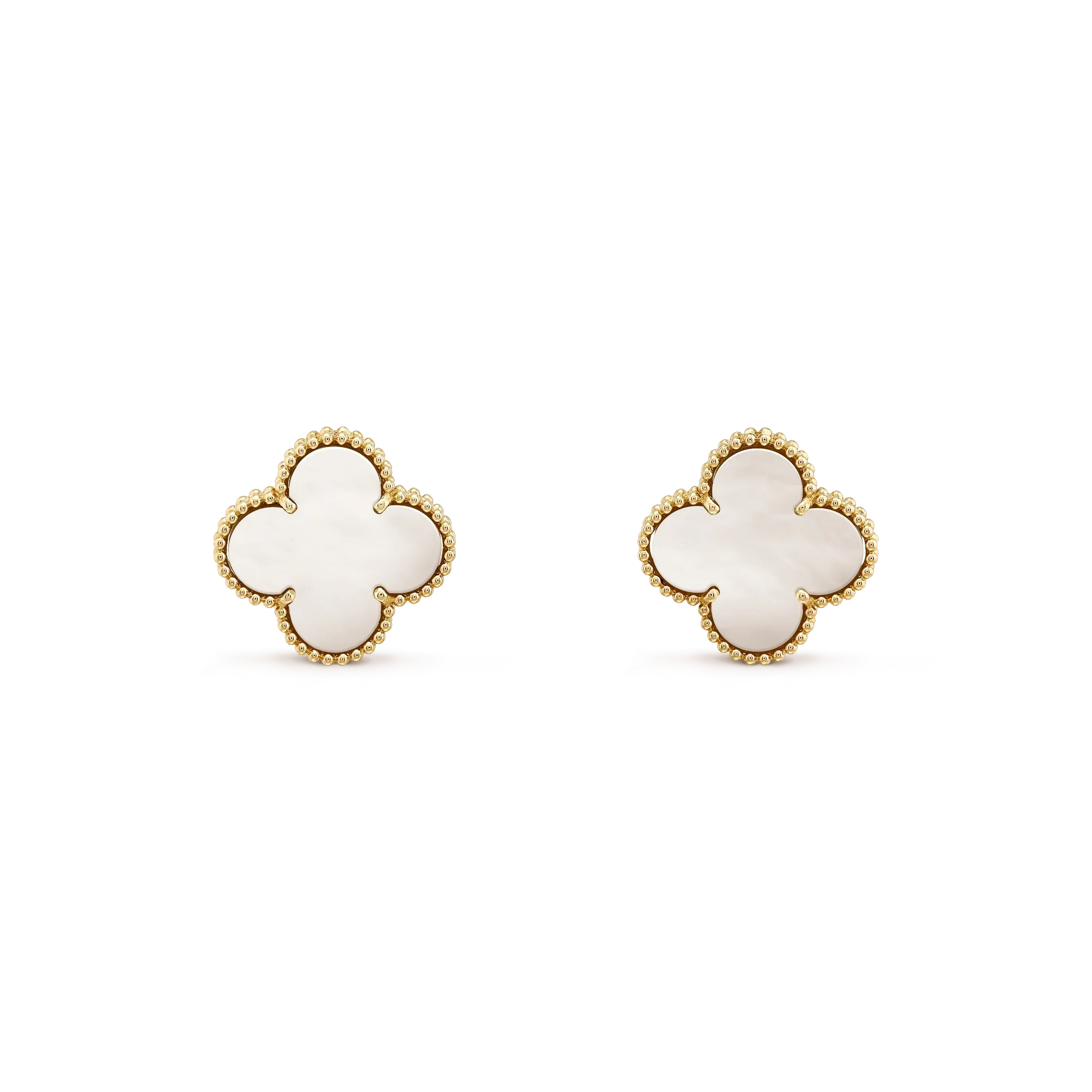 ¡®Glow¡¯CLOVER MEDIUM 1 MOTIFS  WHITE MOP STUD EARRINGS