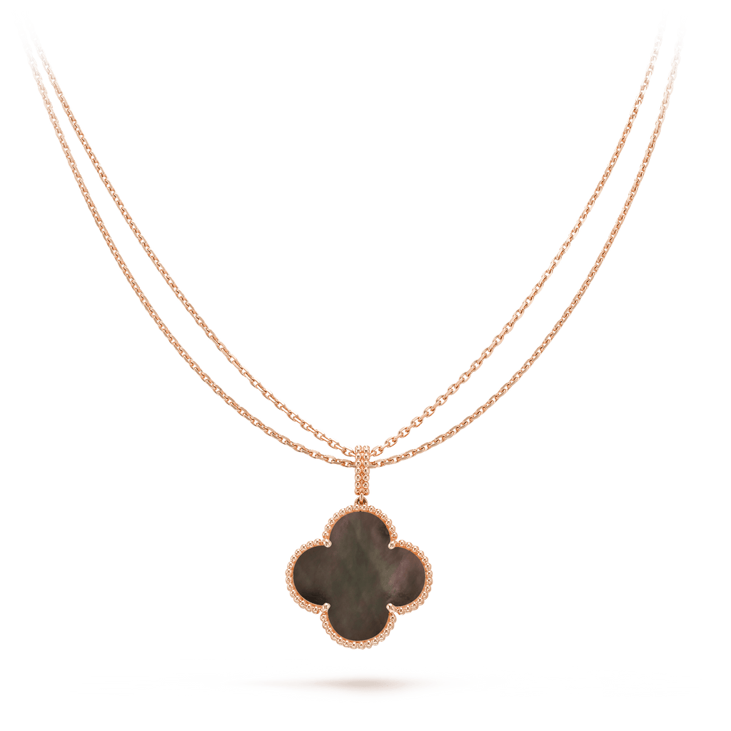 ¡®Glow¡¯CLOVER 25MM GOLD DARK MOP BIG CLOVER NECKLACE