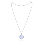 ¡®Glow¡¯CLOVER SILVER CHALCEDONY BIG CLOVER NECKLACE
