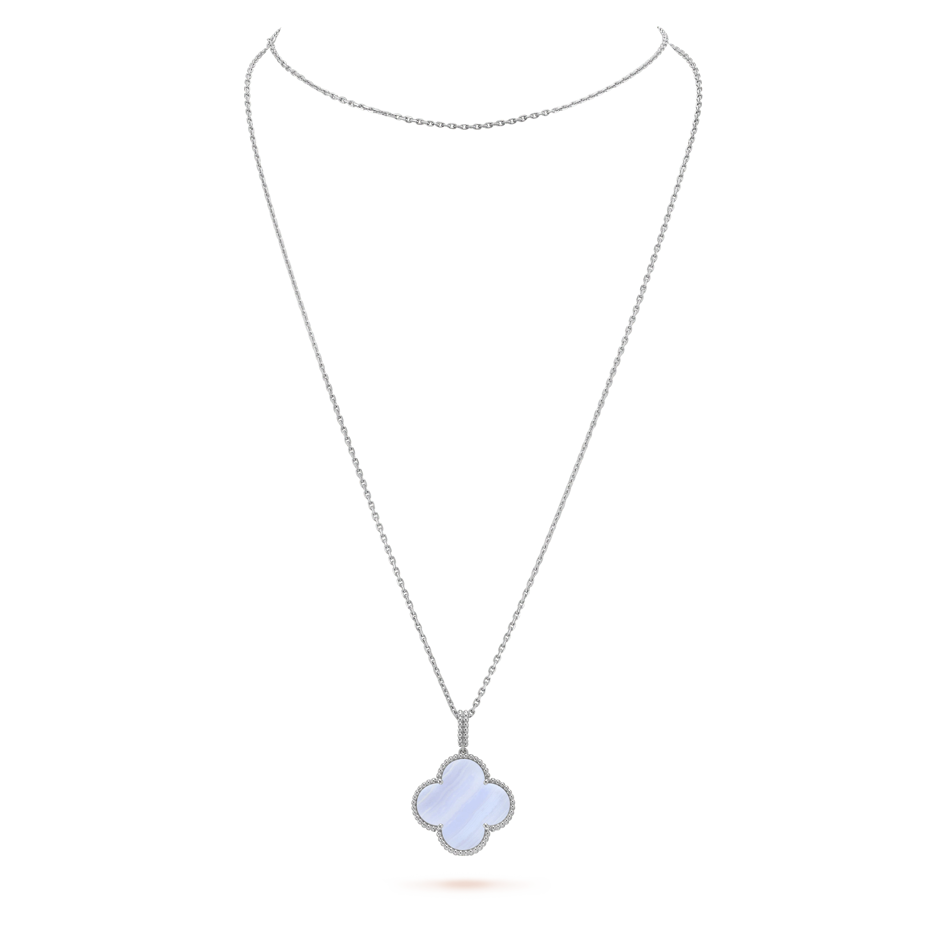 ¡®Glow¡¯CLOVER SILVER CHALCEDONY BIG CLOVER NECKLACE