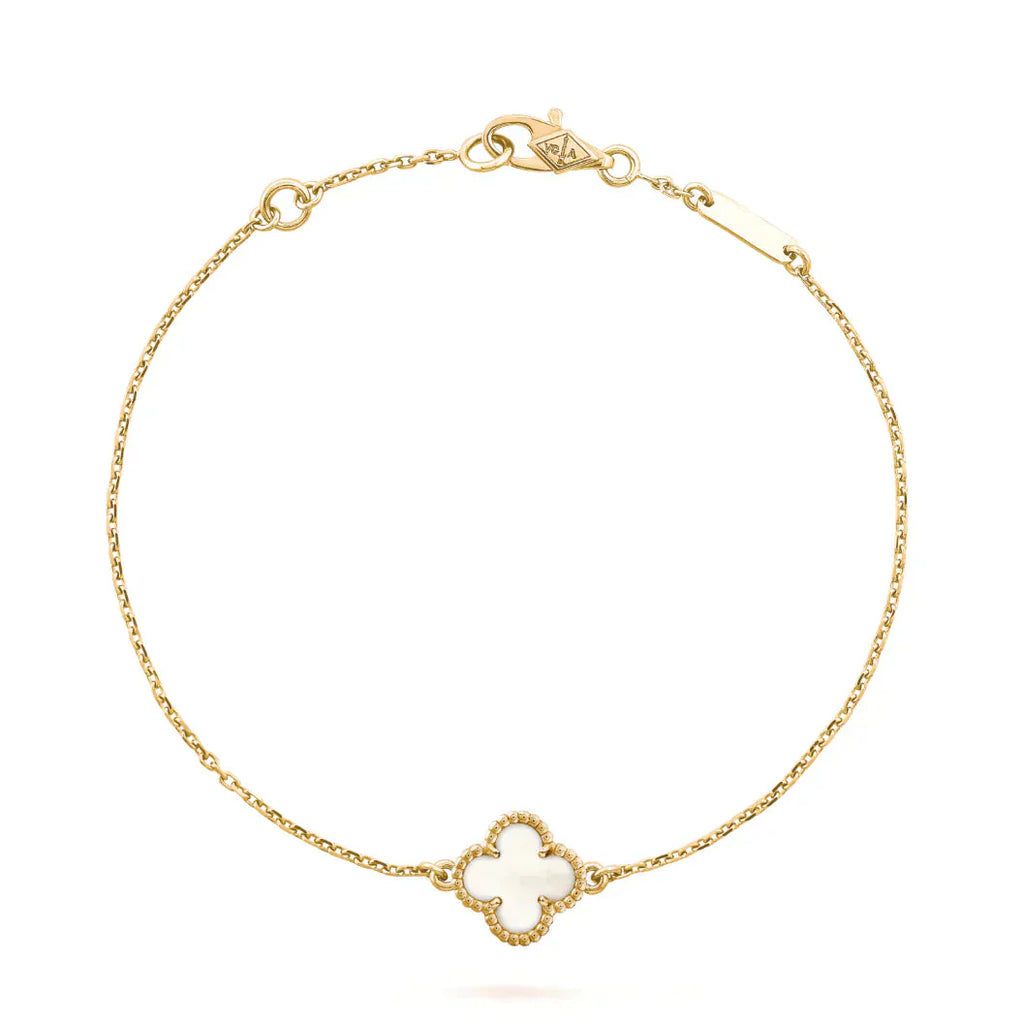 ¡®Glow¡¯CLOVER WHITE MOP SINGLE FLOWER BRACELET