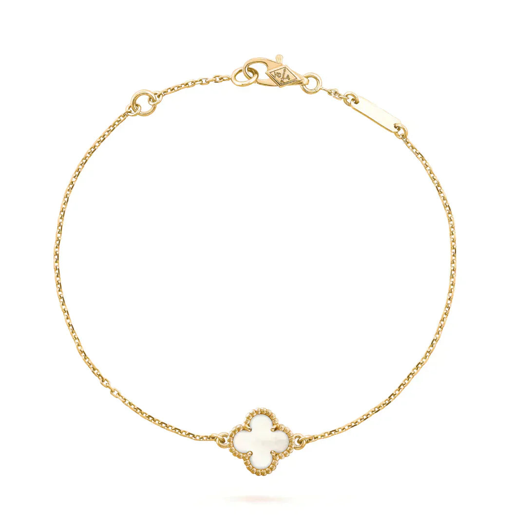 ¡®Glow¡¯CLOVER WHITE MOP SINGLE FLOWER BRACELET