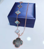¡®Glow¡¯COMBINED BRACELET 5 MOTIFS AND NECKLACE DARK MOP ROSE GOLD