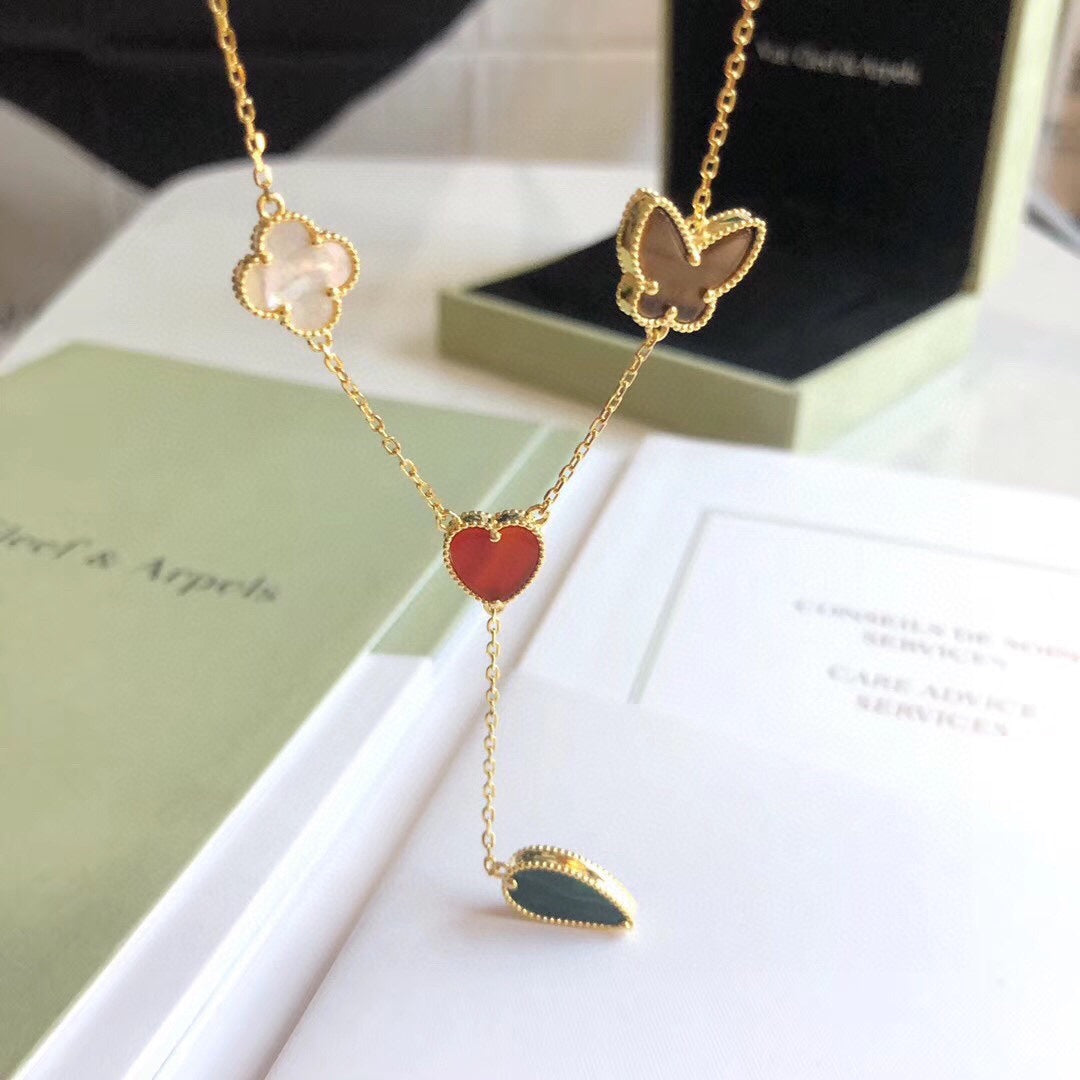¡®Glow¡¯LUCKY SPRING 4 MOTIFS ROSE GOLD NECKLACE