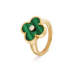 ¡®Glow¡¯CLOVER MALACHITE RING GOLD DIAMOND